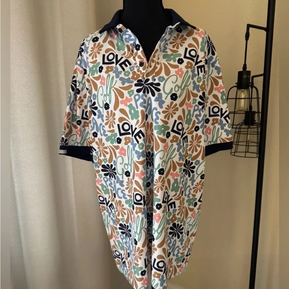 Smith & Quinn Golf Polo Shirt Large Colorful Print Performance Men’s